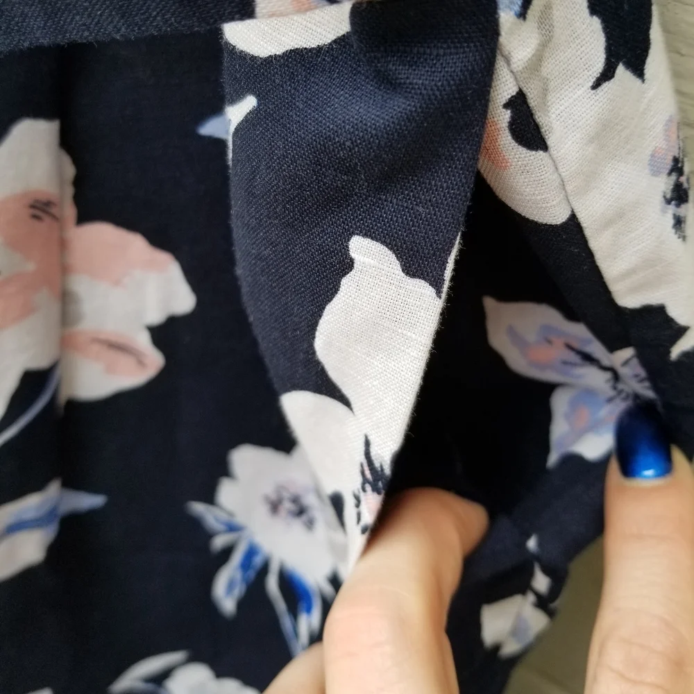 Banana Republic Floral Linen Wide Leg Jumpsuit Sz 0